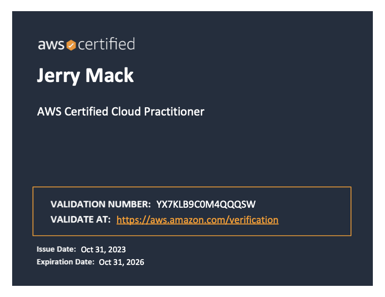 AWS Certified Cloud Practitioner certificate